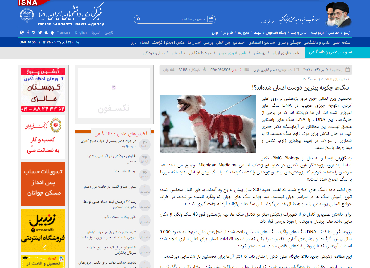 ترویج سگ گردانی در خبرگزاری جهاد دانشگاهی